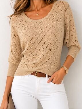 Light brown crochet pattern sweater